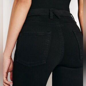 Good American Womens Good Waist Crop High Rise Jeans Black Stretch 4/27